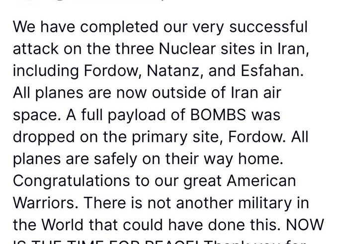 US “Bunker Buster” attacked Iran’s 3 nuclear sites during Iran-Israel conflict